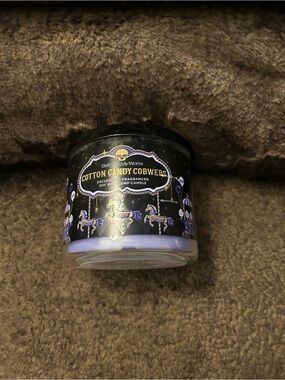 Bath & Body Works Cotton Candy Cobwebs Purple & Black 3-Wick Candle